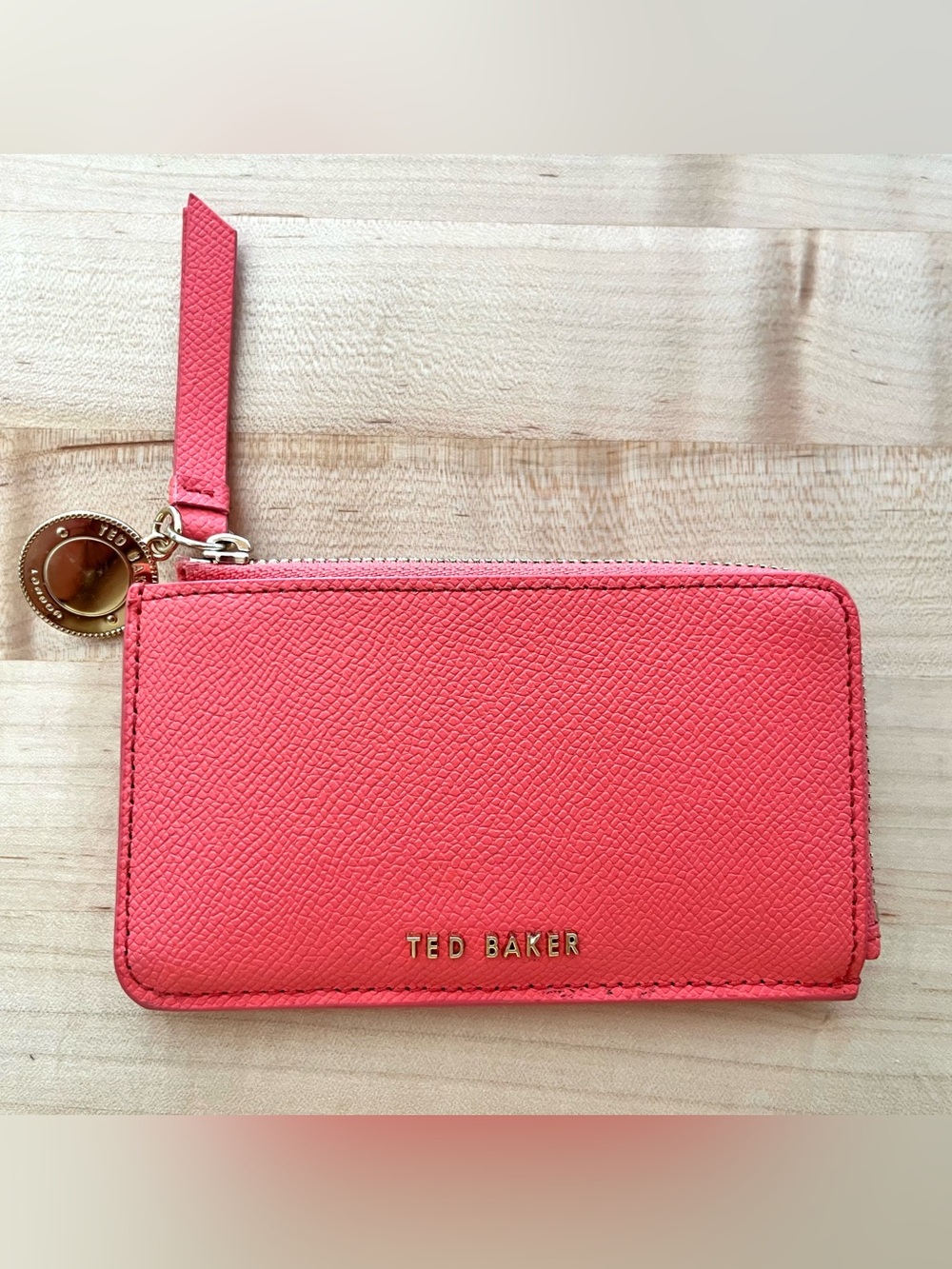 Ted Baker Coral Pink Zip Card Holder Wristlet